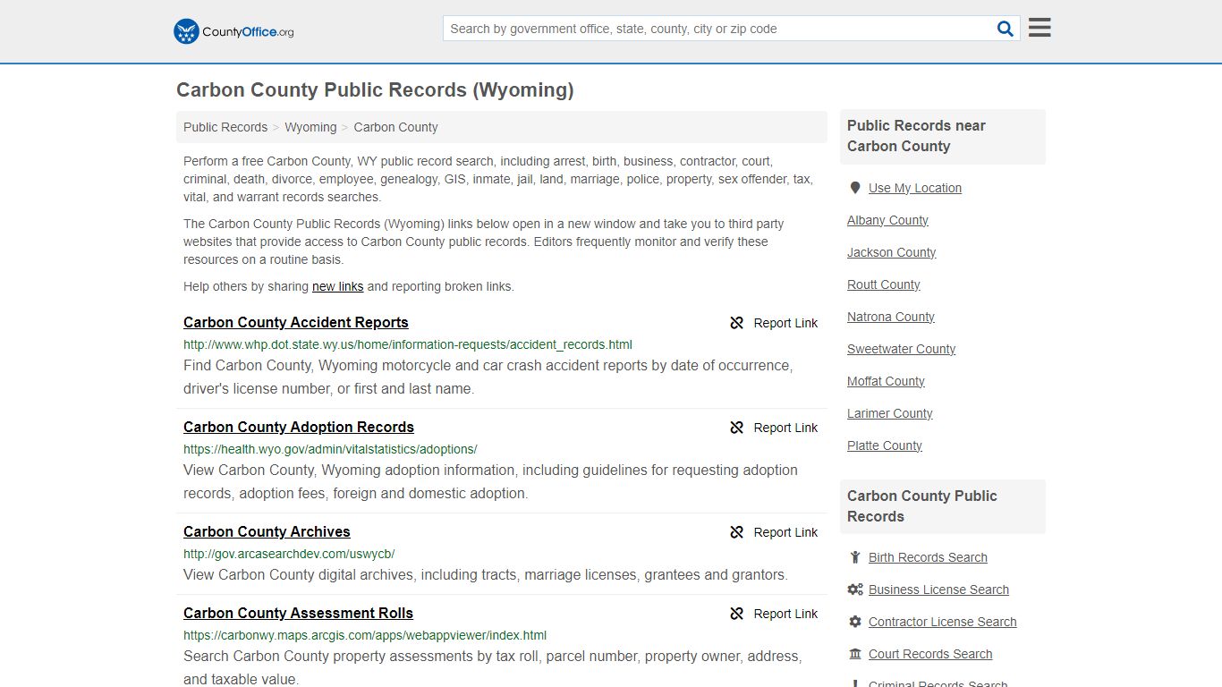 Carbon County Public Records (Wyoming) - County Office
