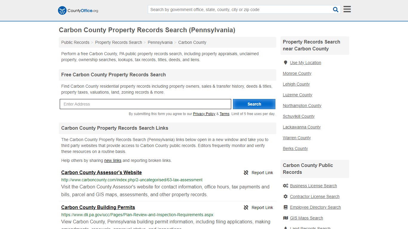 Carbon County Property Records Search (Pennsylvania) - County Office
